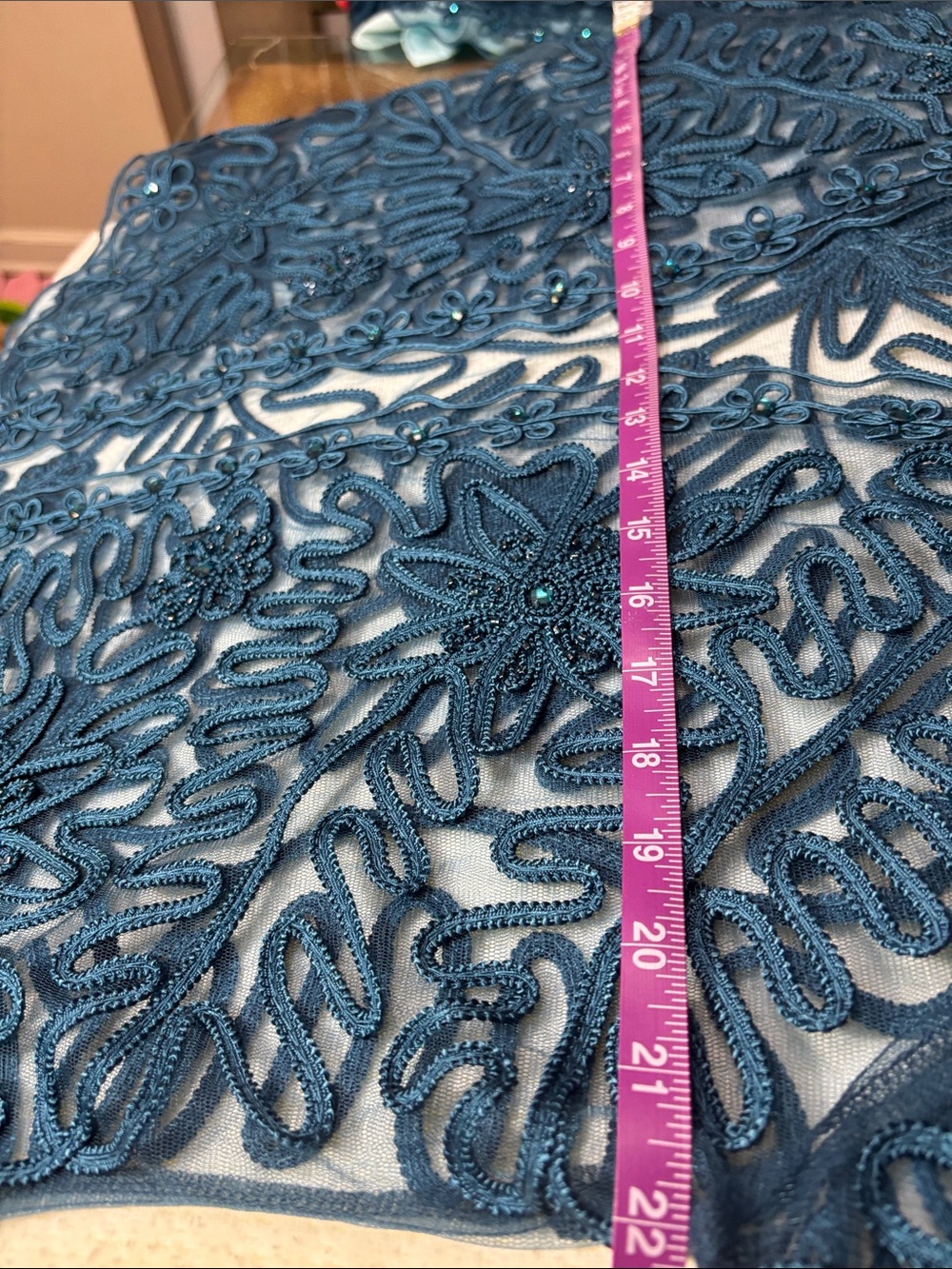 Soulmates Teal Blue Floral Beaded Lace 3-piece skirt suit - Picture 14 of 14